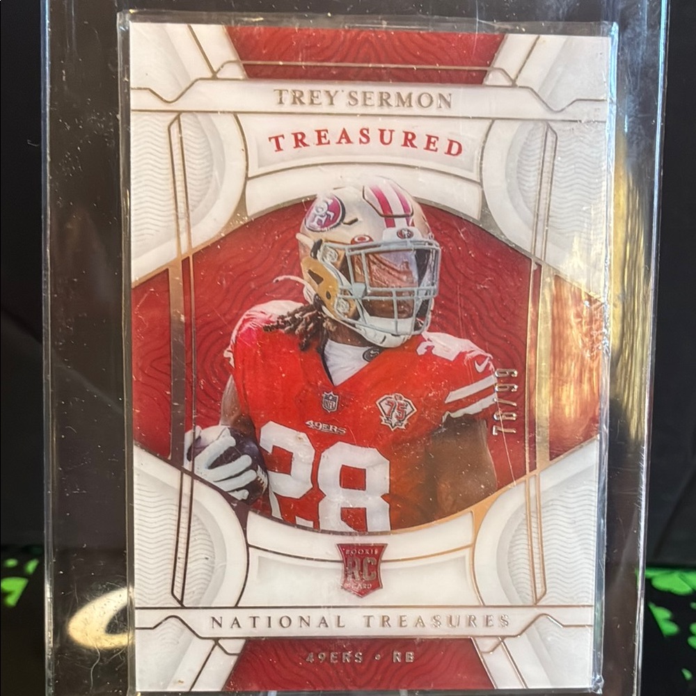 Trey Sermon /99 Panini National Treasures Red and White Trading Card